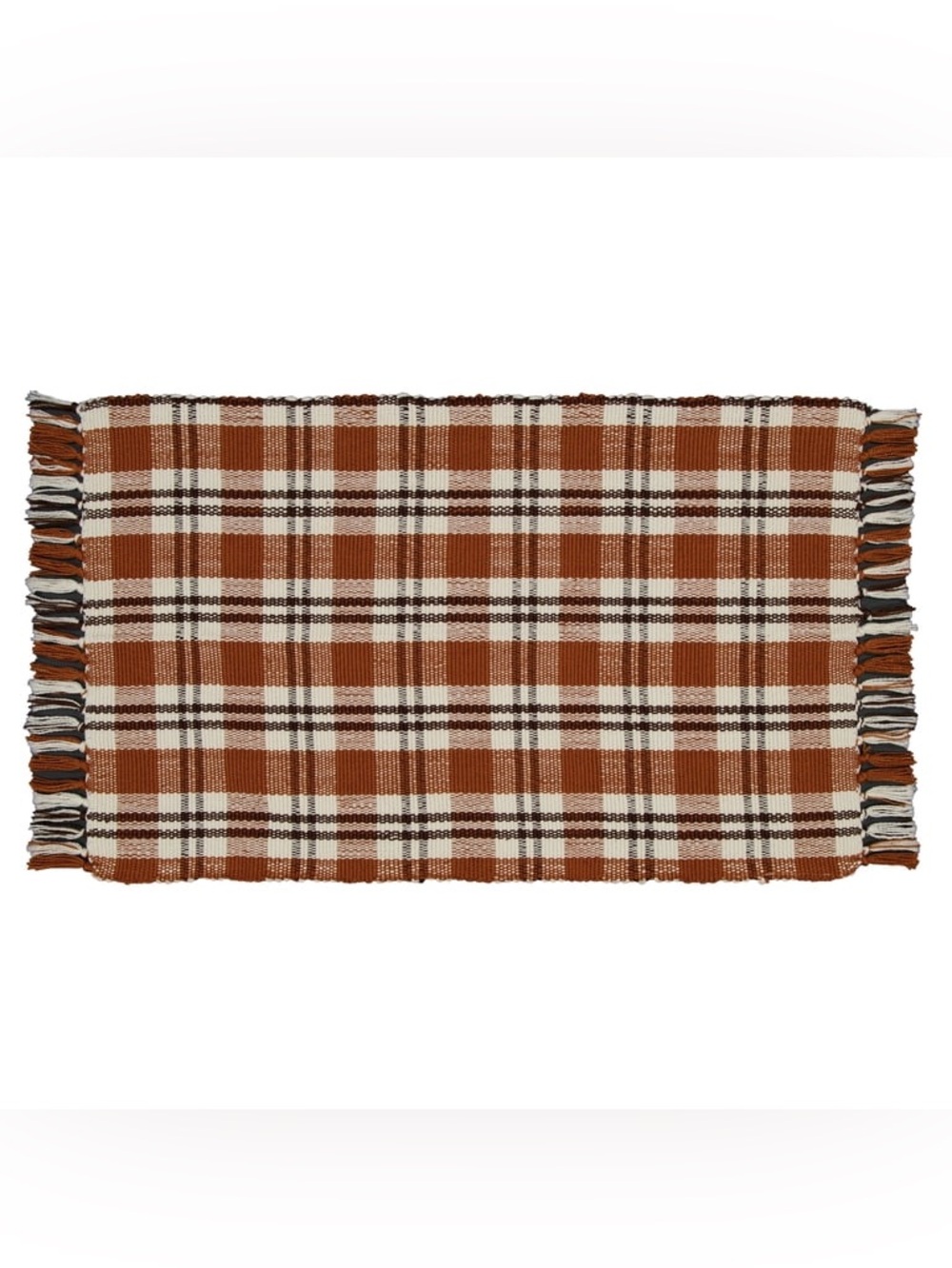 My Texas House Fall Taupe Plaid Indoor/Outdoor Layering Rug, 24" x 38"